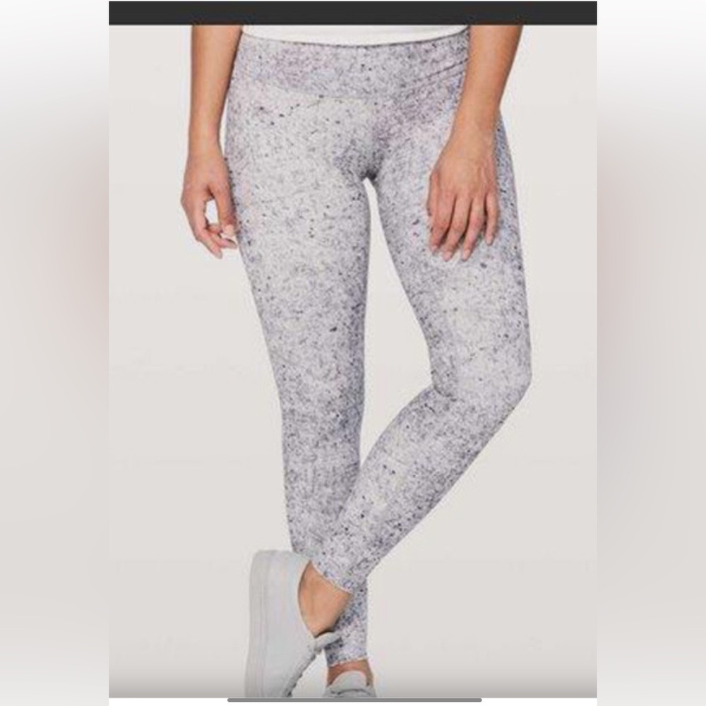 LULULEMON Wunder Under W5APDS Low Rise Antiqued Alpine White Black Tights